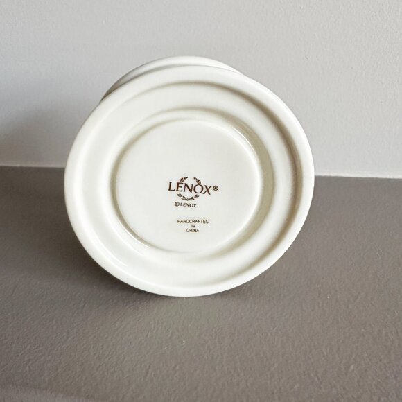 Lenox Porcelain Tea Light Candle Holders with Gold Trim, Ornate Filigree Cutout - Picture 3 of 3